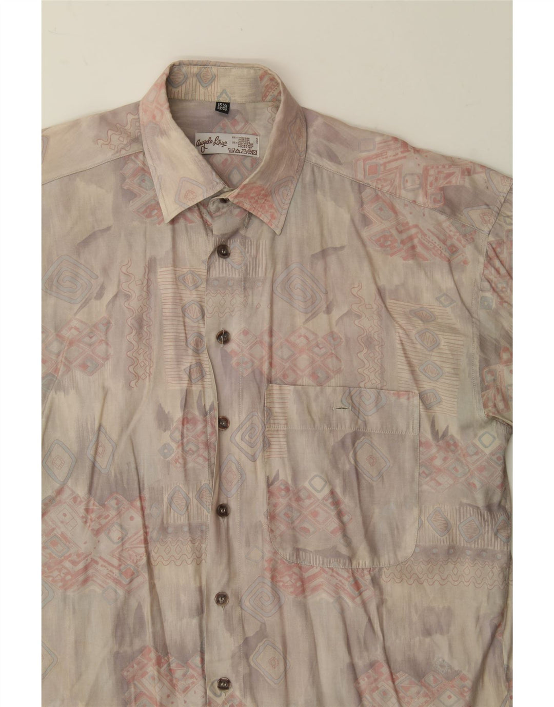 ANGELO LITRICO Mens Shirt Size 15 1/2 39/40 Medium Grey Geometric Vintage Angelo Litrico and Second-Hand Angelo Litrico from Messina Hembry 
