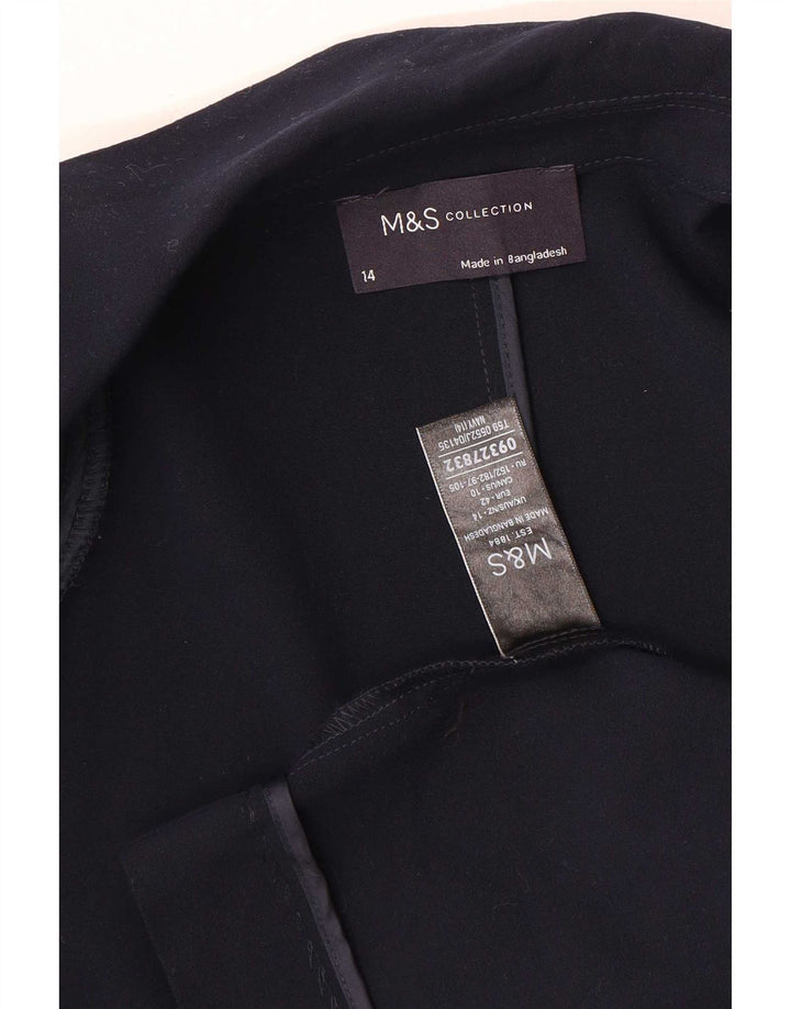 Marks & Spencer Dame 3/4-ærmet åben blazerjakke UK 14 Medium Navy Blue