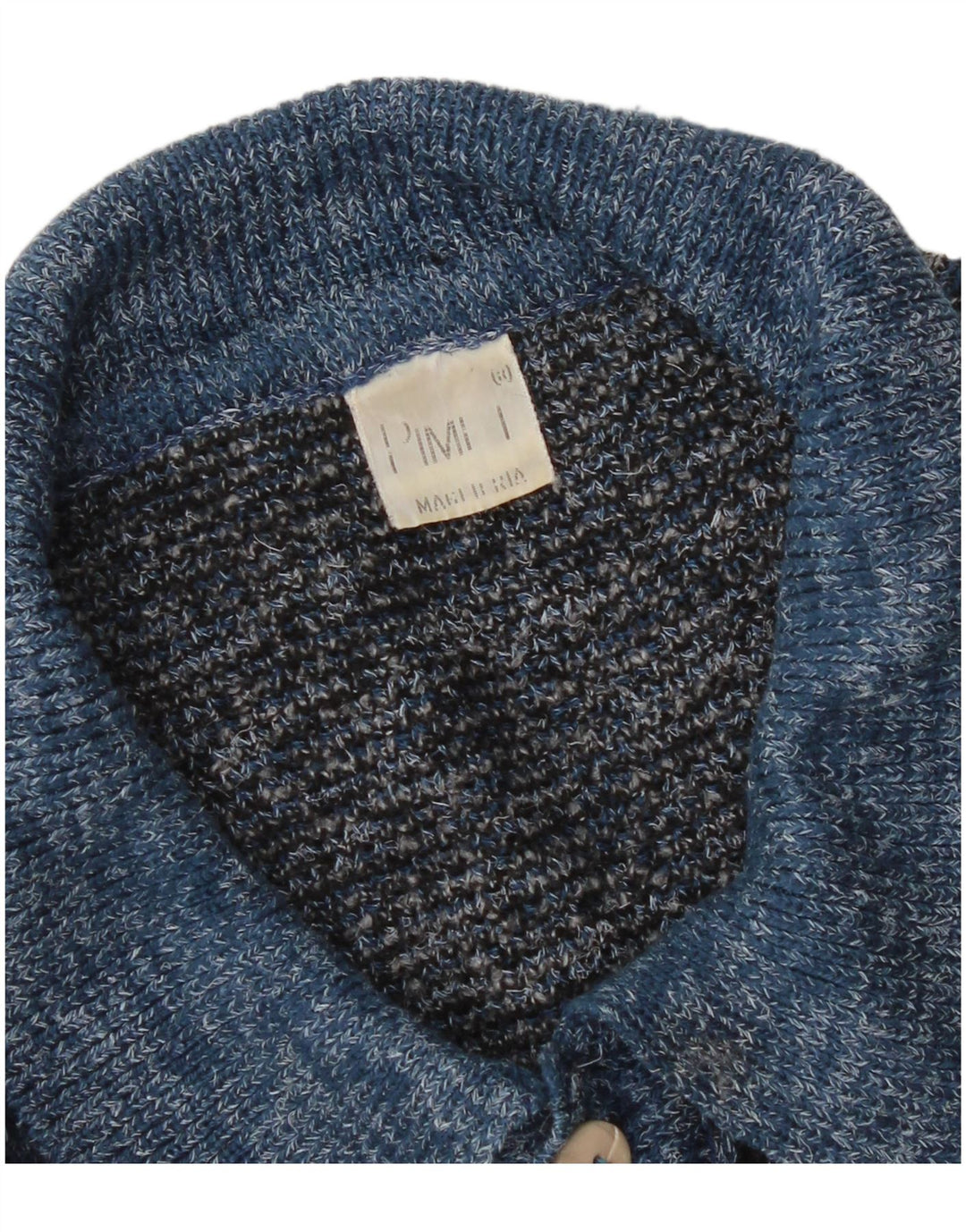 Vintage herre polo hals sweater medium blå geometrisk