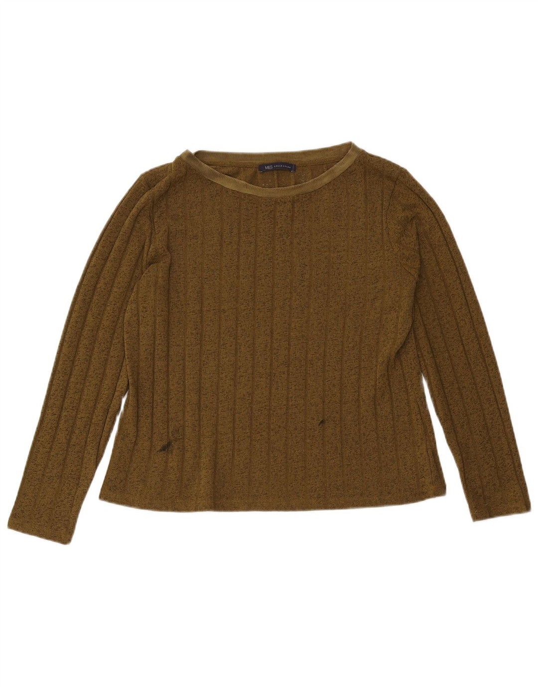 Marks & Spencer Dametop Langærmet UK 12 Medium Khaki Polyester