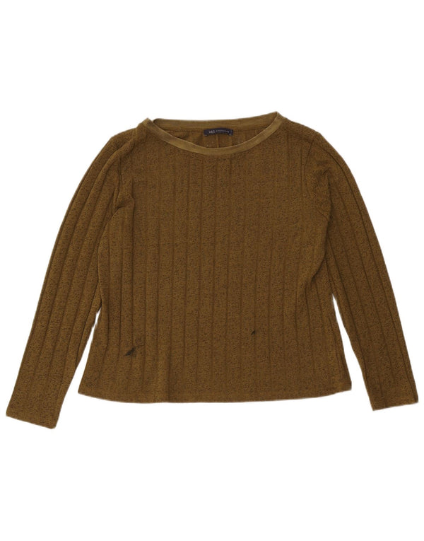 Marks & Spencer Womens Top Long Sleeve UK 12 Medium Khaki Polyester