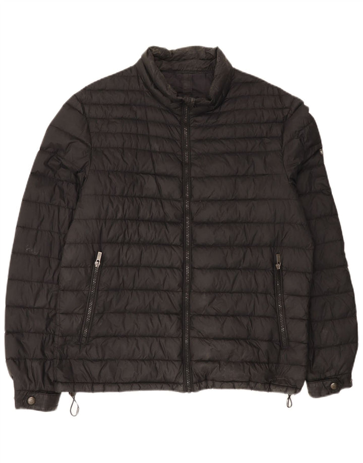 Massimo Dutti Herre Polstret Jakke UK 40 Stor Sort Nylon