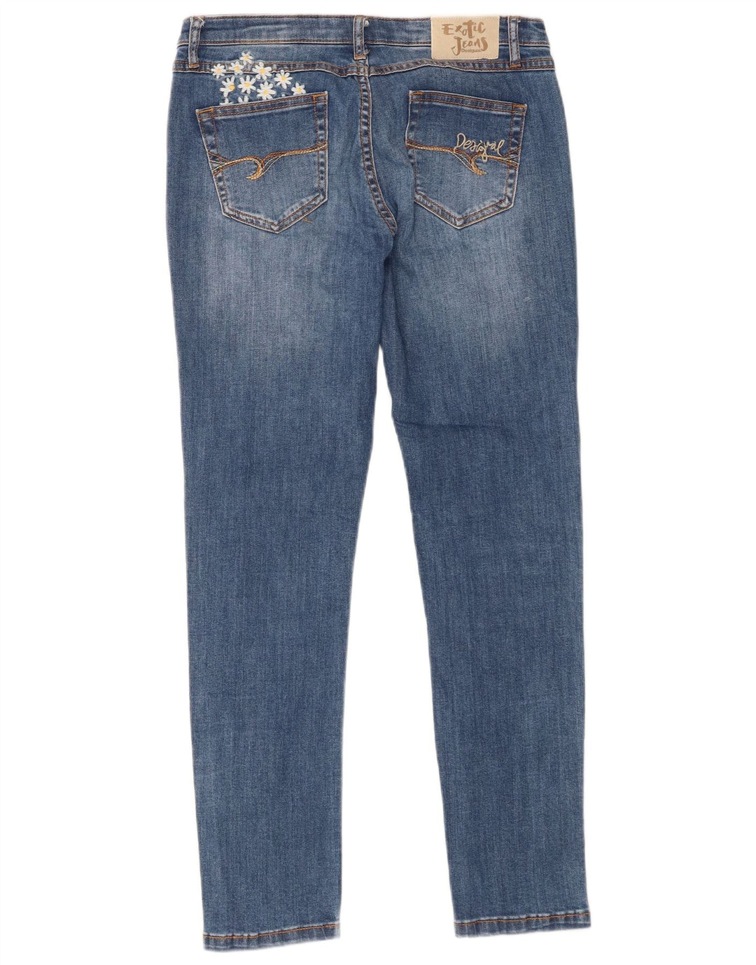Desigual Dame Slim Jeans W30 L28 Blue Floral