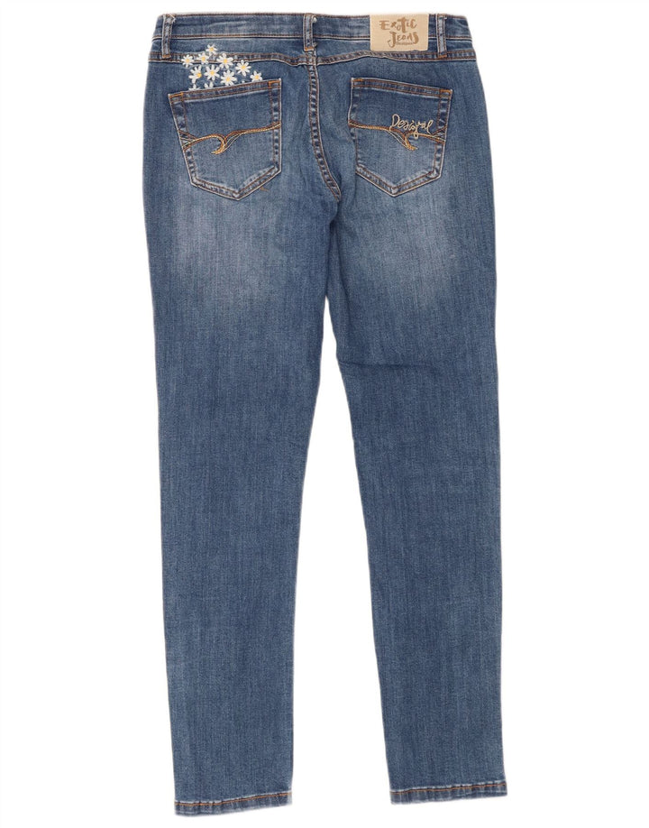 Desigual Dame Slim Jeans W30 L28 Blue Floral