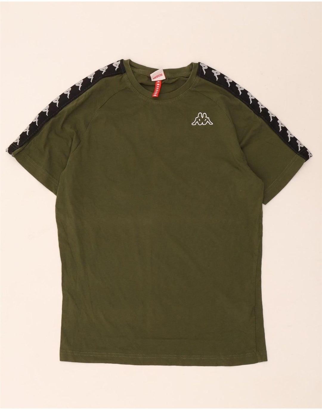 Kappa Herre grafisk T-shirt Top Medium Grøn Colourblock Bomuld