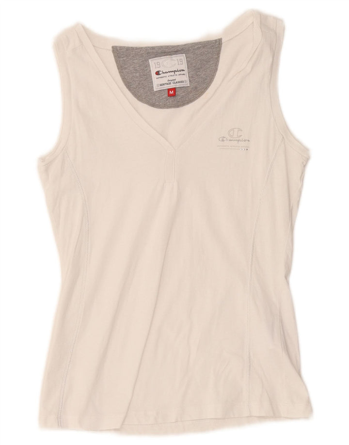 Champion Womens Heritage Classics Vest Top UK 12 Medium White Bomuld