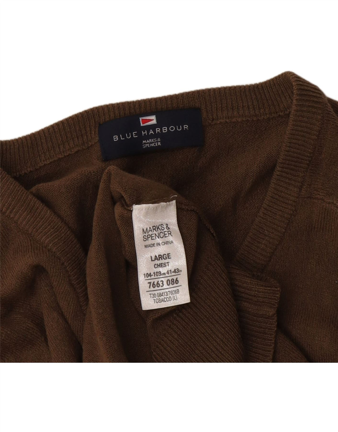 Marks & Spencer Herre Blue Harbor V-hals sweater Stor brun akryl