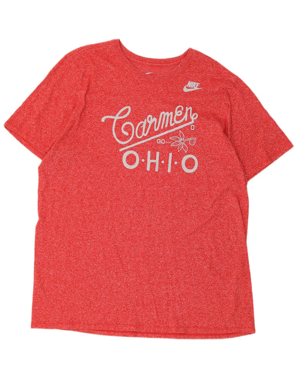 Nike Herre Ohio Regular Fit Grafisk T-Shirt Top 2XL Rød Bomuld