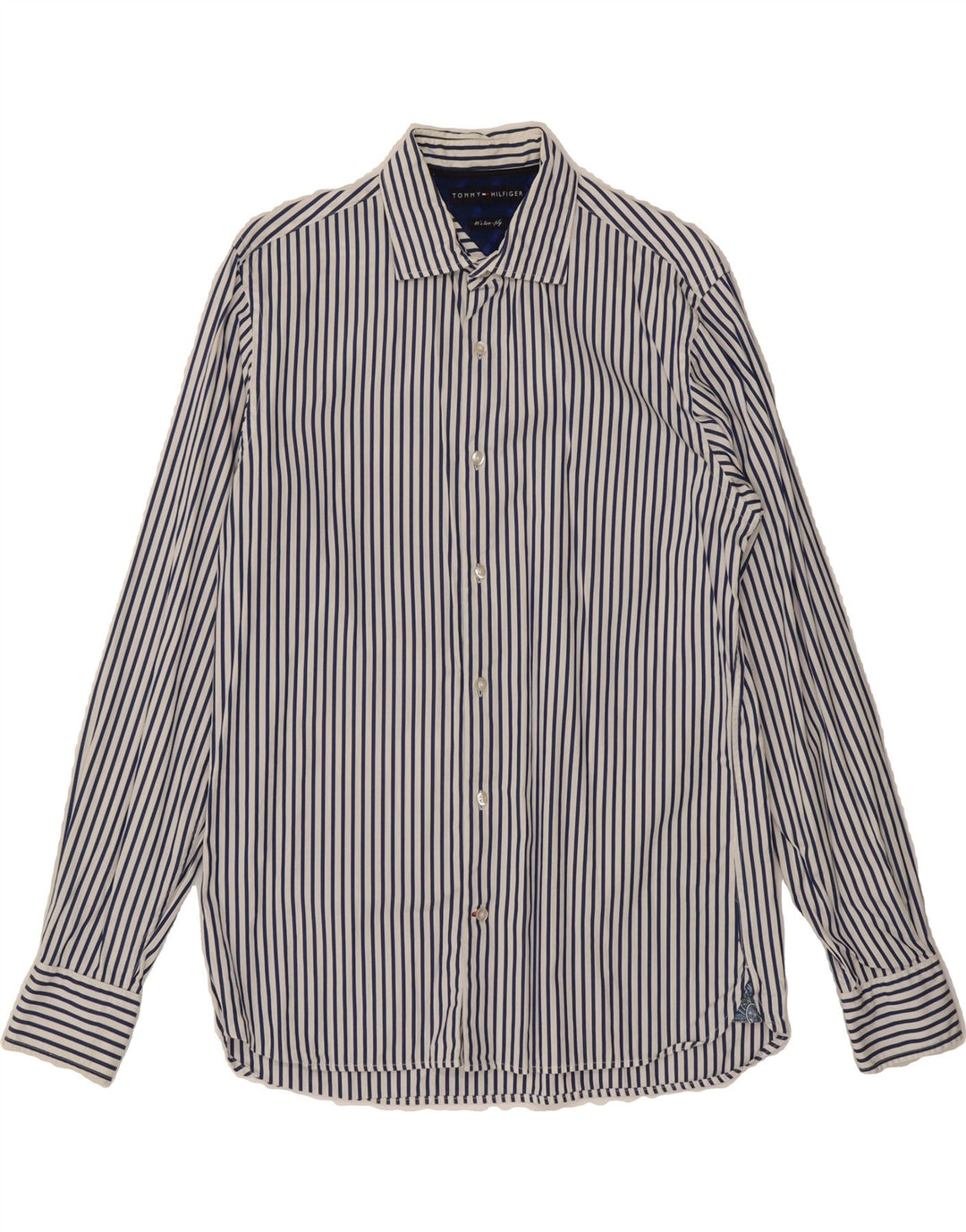 TOMMY HILFIGER Mens Shirt Medium White Striped Cotton Vintage Tommy Hilfiger and Second-Hand Tommy Hilfiger from Messina Hembry 