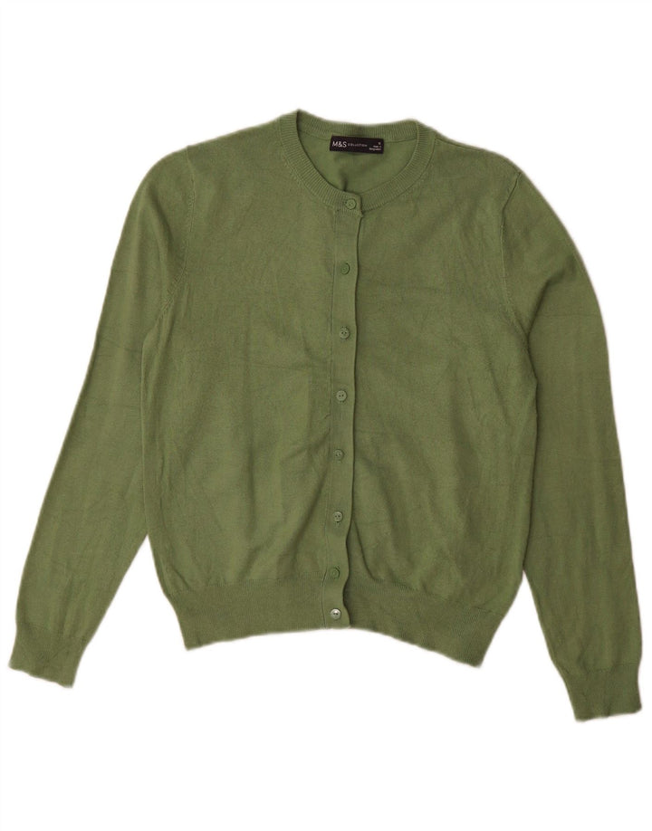 Marks & Spencer Dame Cardigan Sweater UK 12 Medium Green Viscose