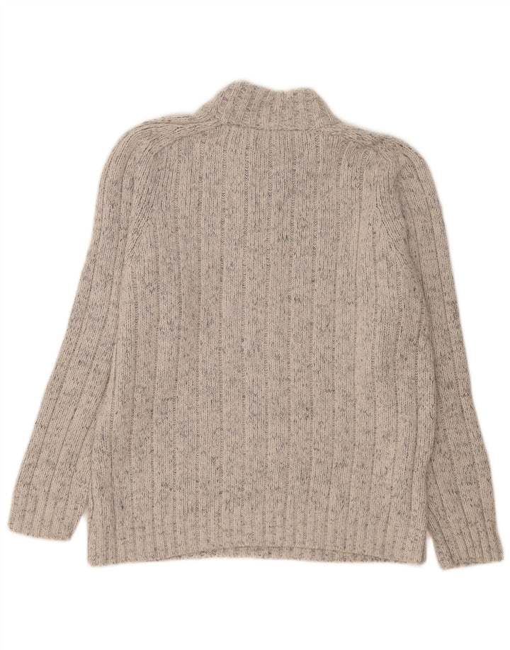 Marks & Spencer Herre sweater med lynlåshals, stor grå flækket akryl