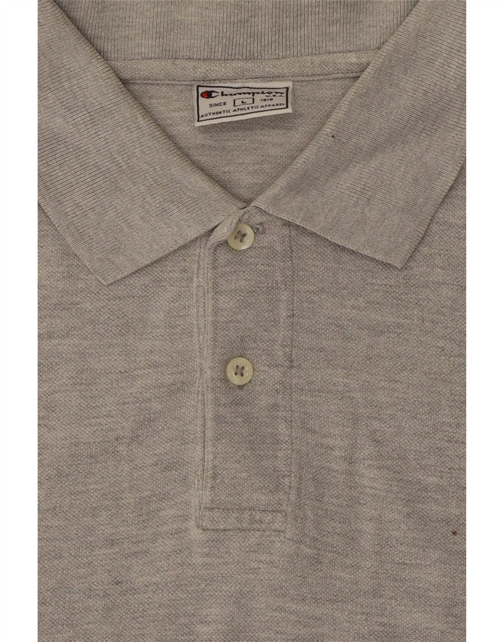 CHAMPION Mens Polo Shirt Large Grey Cotton Vintage Champion and Second-Hand Champion from Messina Hembry 