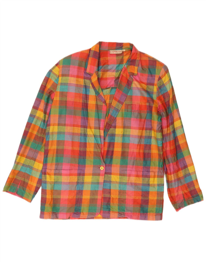 Express Dame 1 Knap Blazer Jacket UK 10 Small Flerfarvet Ternet