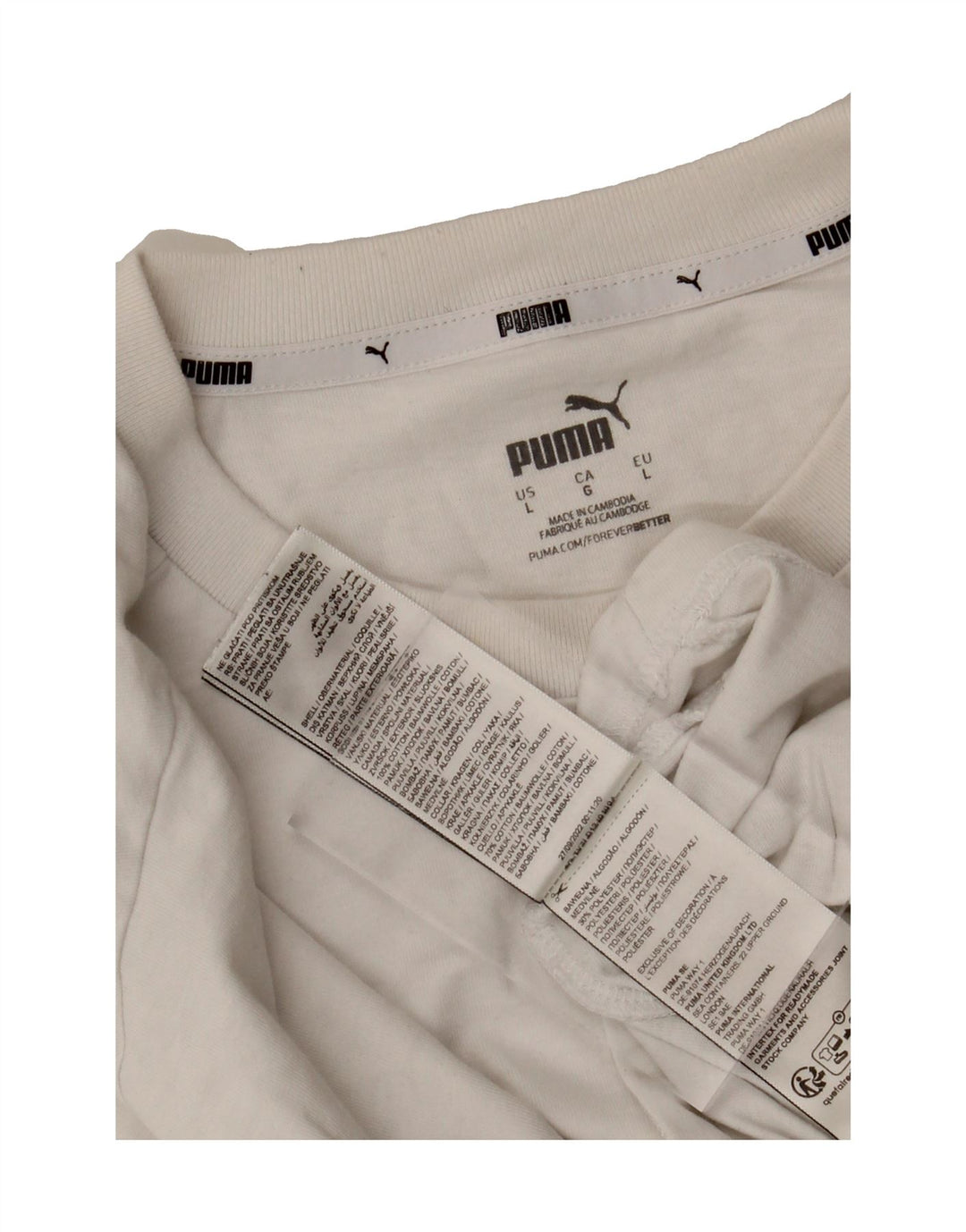 PUMA Mens T-Shirt Top Large White Cotton Vintage Puma and Second-Hand Puma from Messina Hembry 