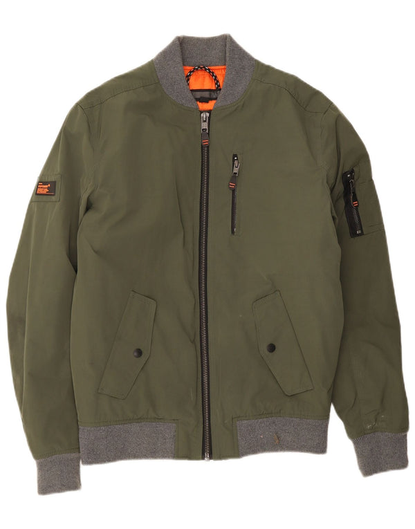 Superdry Bomber Jacket UK 38 Medium Green Colourblock Polyester