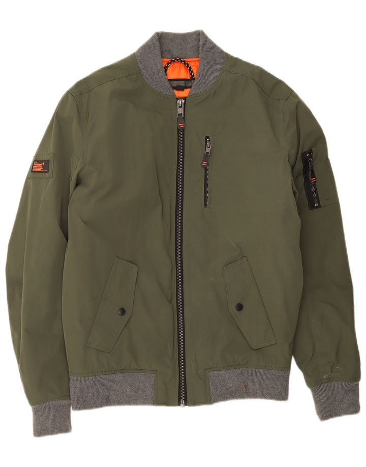 Superdry Bomber Jacket UK 38 Medium Green Colourblock Polyester