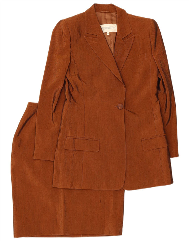 Erreuno Dame 1 Knap 2 Del Nederdel Sæt IT 42 Medium W26 Brun Acetat