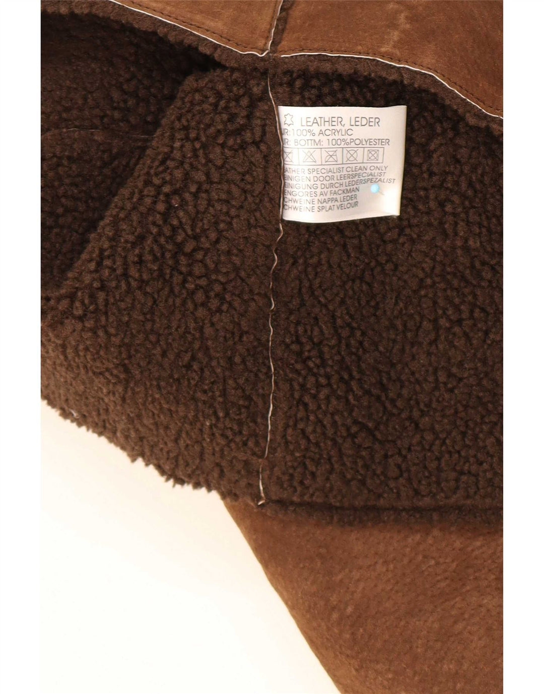 Moderne Klassikere Dame Ruskind Sherpa Gilet UK 14 Stor Brun Læder