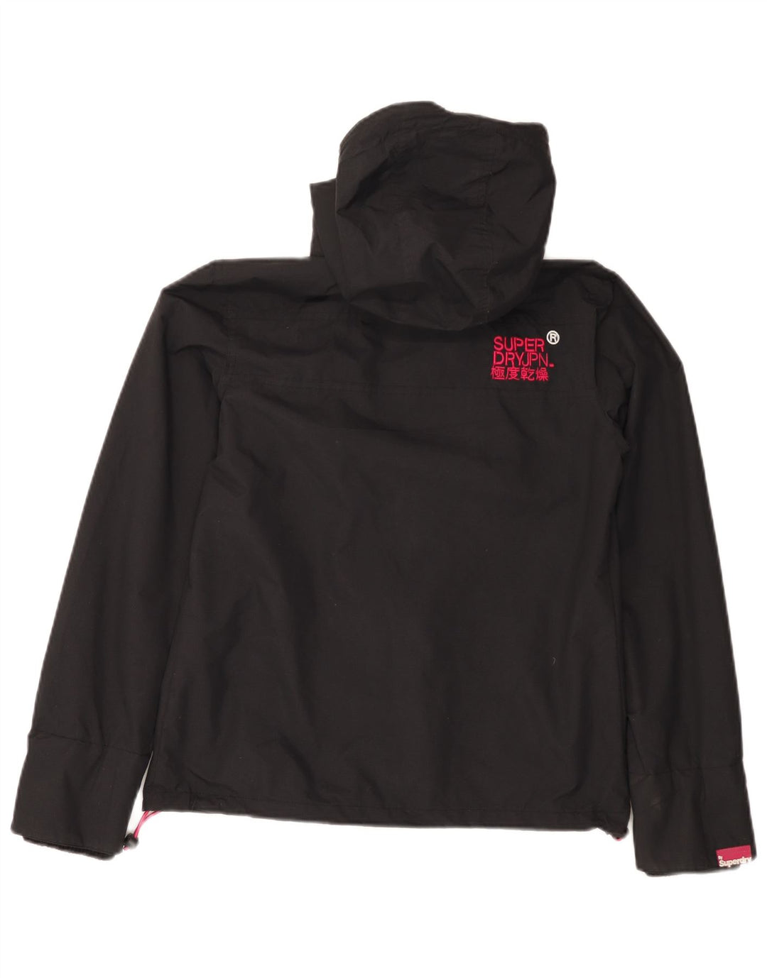 Superdry Windcheater Regnjakke med hætte til kvinder UK 10 Lille sort nylon