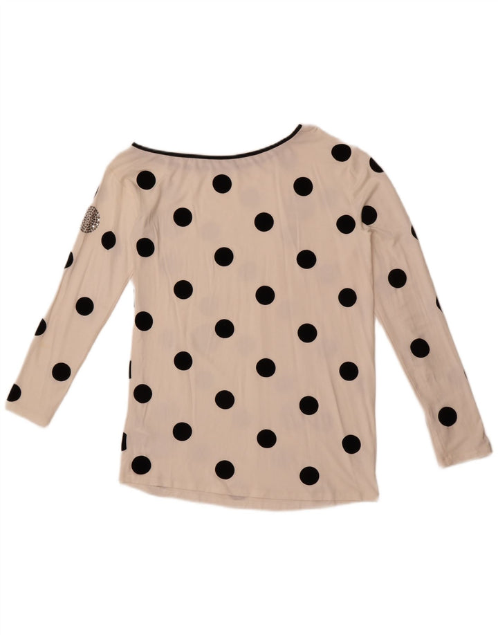 Liu Jo Dame Langærmet One Shoulder Top IT 42 Medium White Polka Dot
