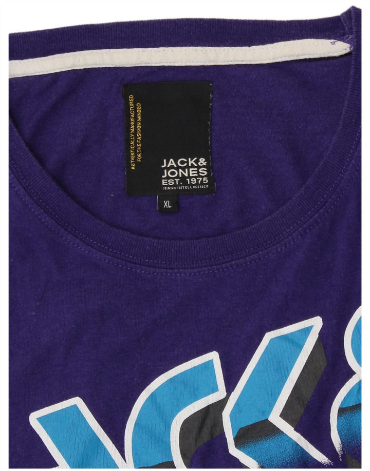 JACK & JONES Mens Graphic T-Shirt Top XL Purple