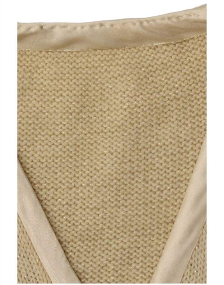 Vintage Dame V-hals sweater UK 14 Medium Beige