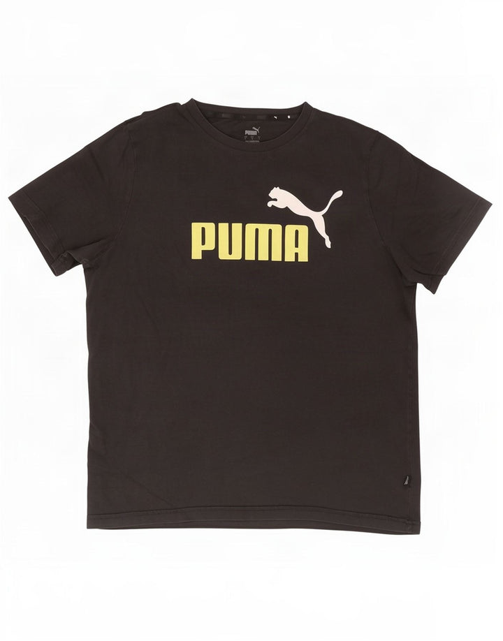 Puma Herre Grafisk T-Shirt Top Stor Sort Bomuld