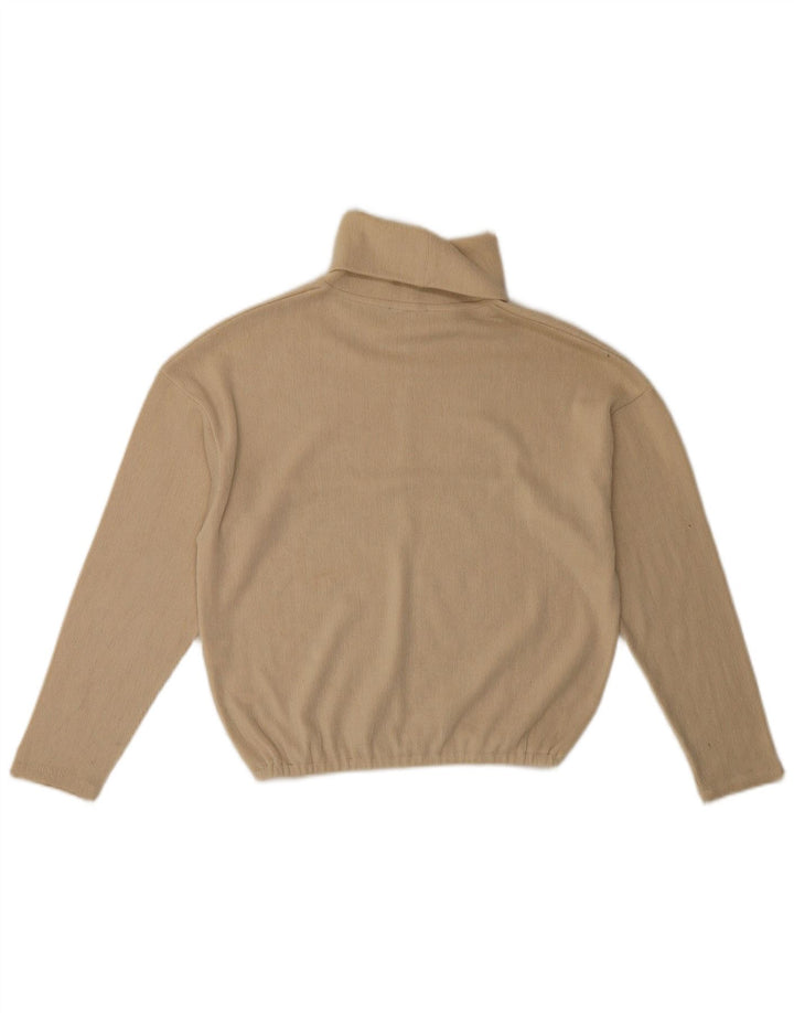 Zara Dame Oversized Roll Neck Jumper Sweater UK 10 Small Beige Polyester
