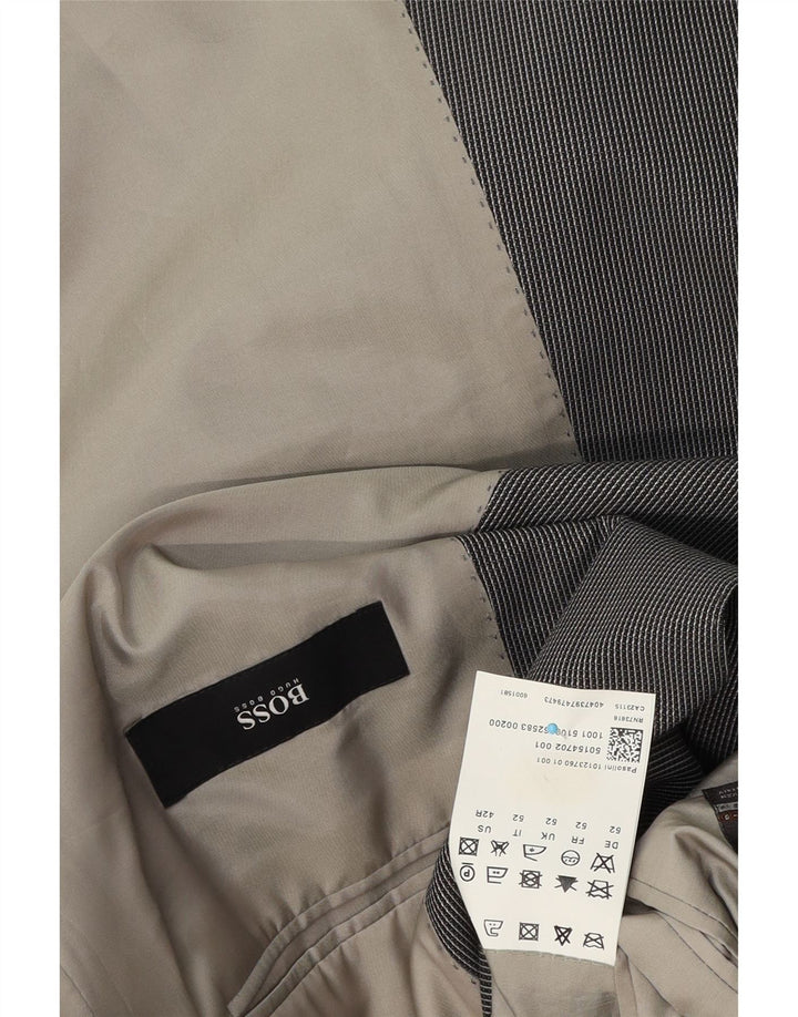 Hugo Boss Herre 2-knaps blazerjakke EU 52 XL Grå nålestribet jomfruuld