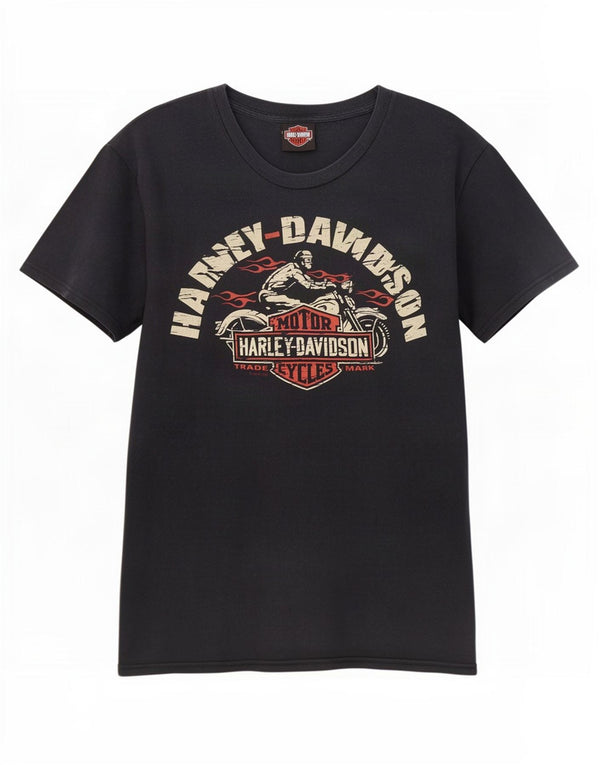 Harley Davidson Herre grafisk T-shirt Top Medium Marineblå Bomuld