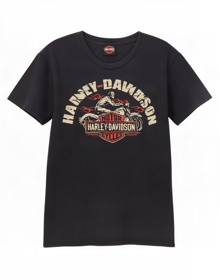 Harley Davidson Herre grafisk T-shirt Top Medium Marineblå Bomuld