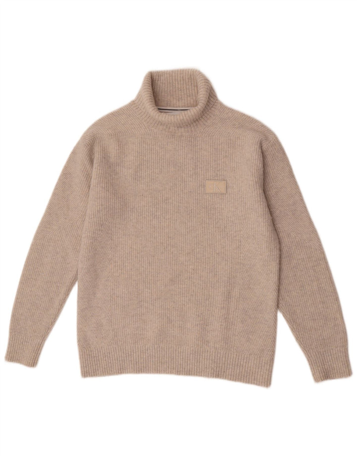 Calvin Klein Jeans Herre Rullehals Jumper Sweater Medium Beige Uld