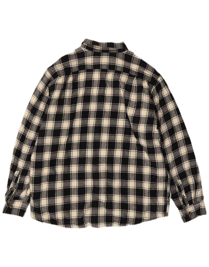 EDDIE BAUER Herre høj flannelskjorte XL sort ternet bomuld