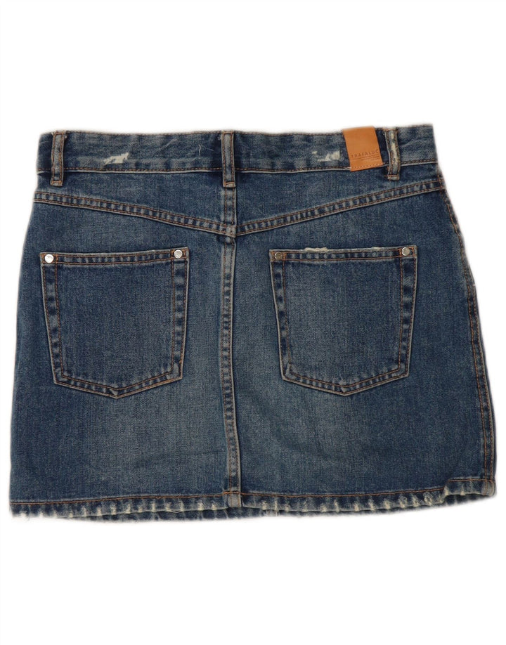 Zara Dame Mini Denim Nederdel Lille W26 Blå