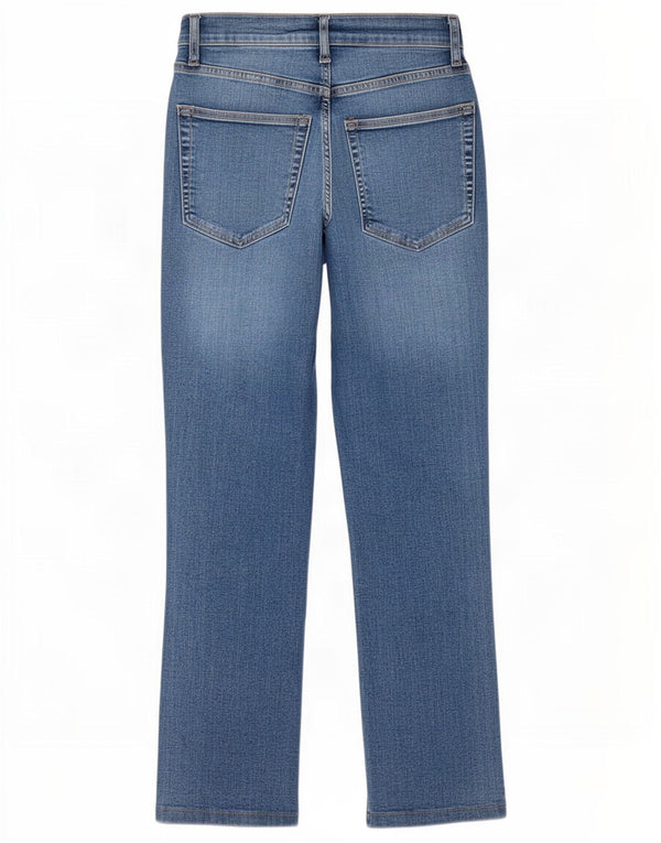 Zara Dame Højtaljede Straight Jeans EU 34 2XS W24 L25 Blå Bomuld