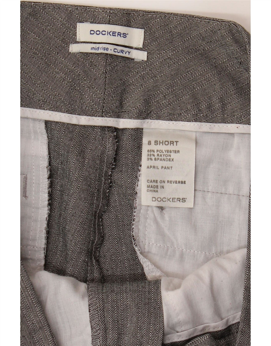 DOCKERS Womens Curvy Mid Rise Casual Trousers US 8 Medium W32 L29 Grey Vintage Dockers and Second-Hand Dockers from Messina Hembry 