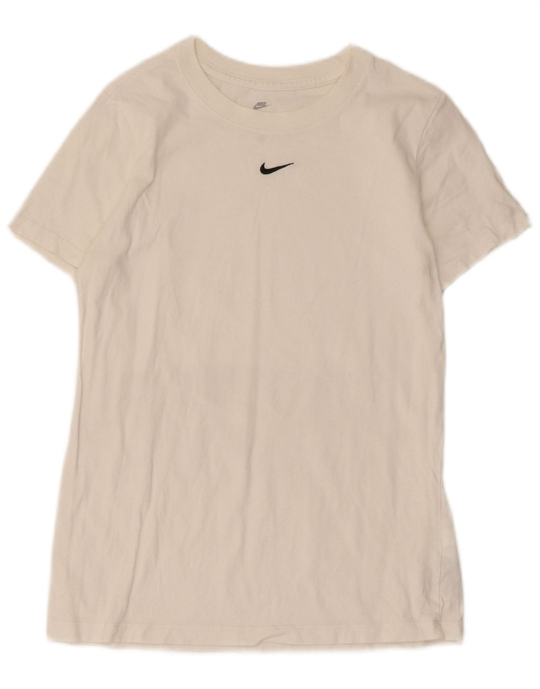 Nike Dame T-Shirt Top UK 10 Lille Hvid Bomuld