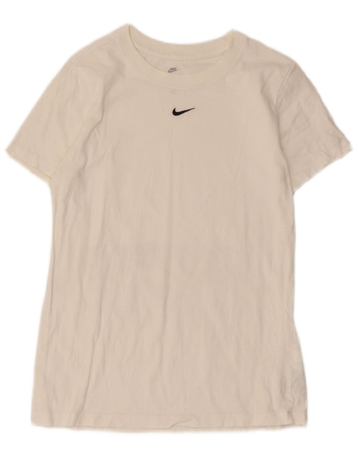Nike Dame T-Shirt Top UK 10 Lille Hvid Bomuld