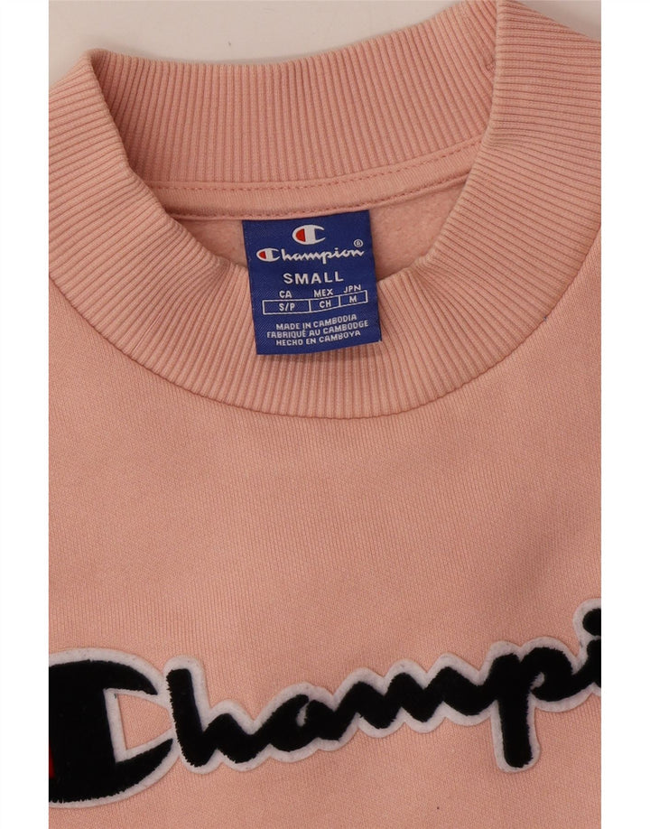 CHAMPION Womens Crop Graphic Sweatshirt Jumper UK 10 Small Pink