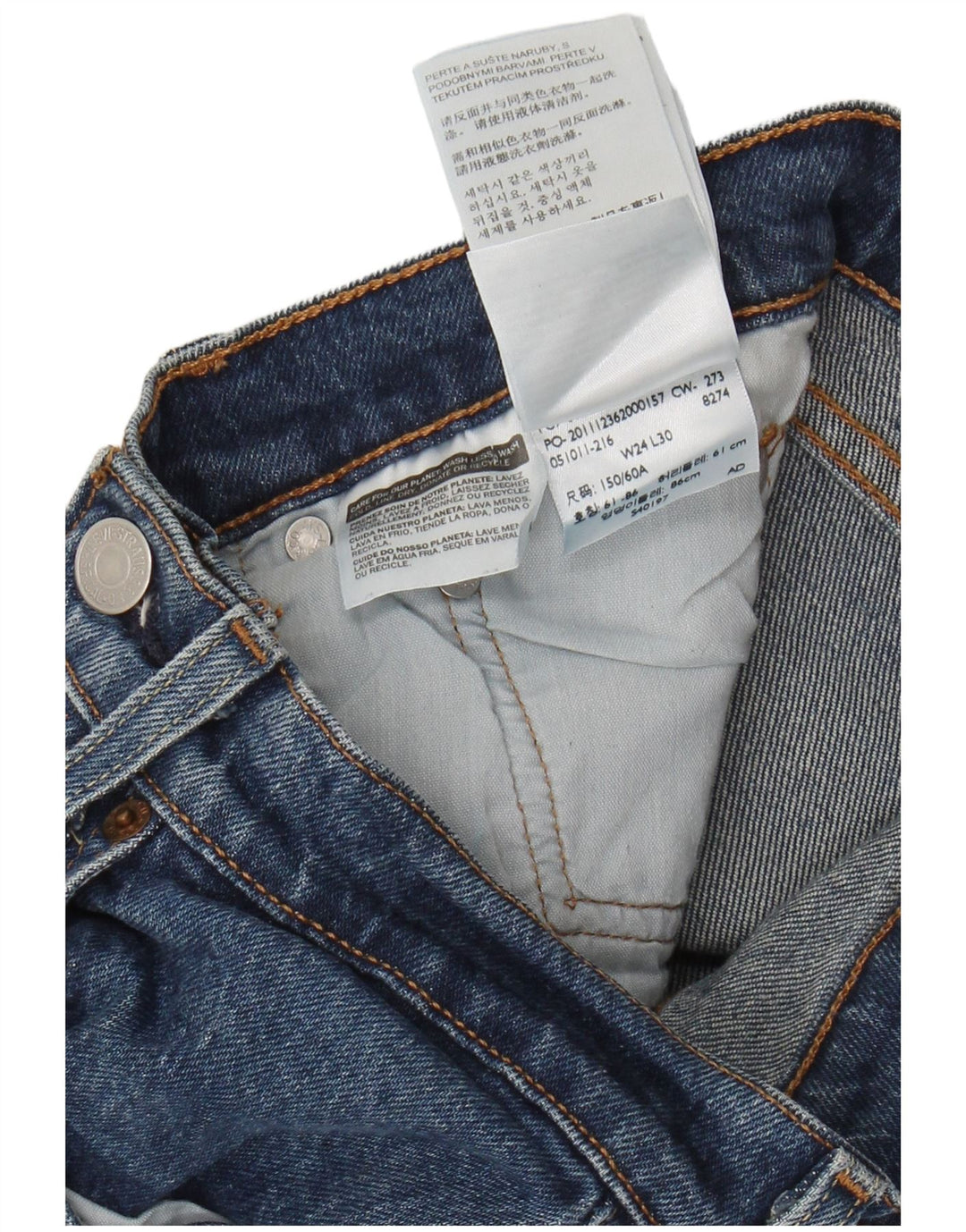 LEVI'S Dame 501 Straight Jeans W24 L30 Blå Bomuld