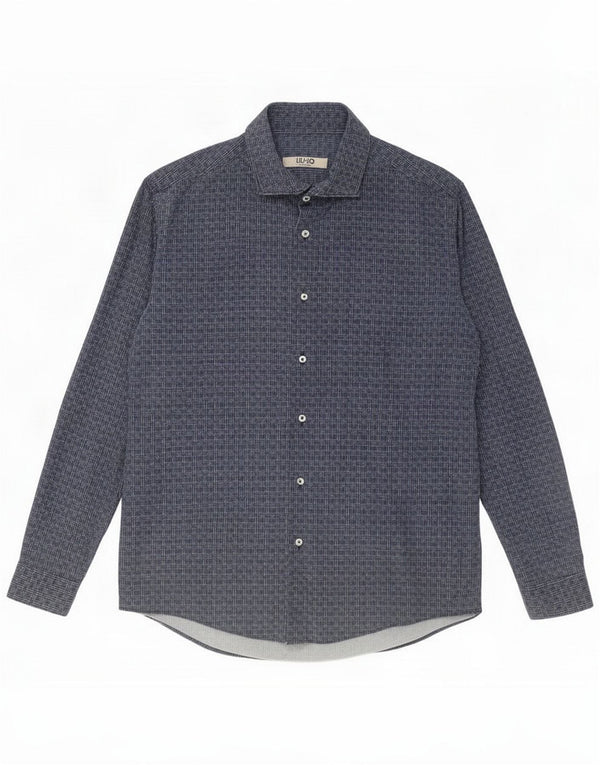 Liu Jo Mens Shirt Medium Navy Blue Check Cotton