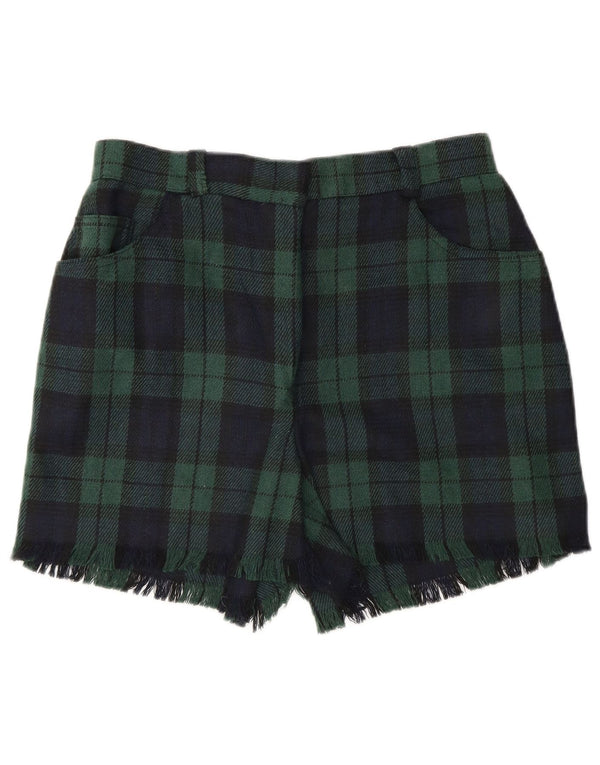 Onyx kvinders højtaljede fritidsshorts Small W27 Grøn ternet akryl