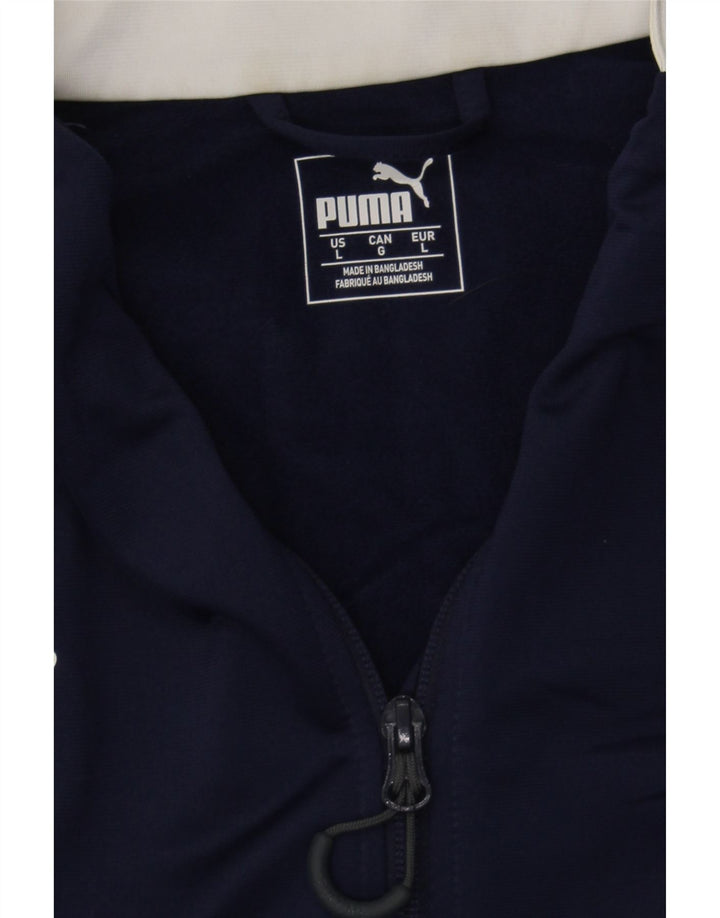PUMA Mens Tracksuit Top Jacket Large Navy Blue Colourblock Polyester Vintage Puma and Second-Hand Puma from Messina Hembry 