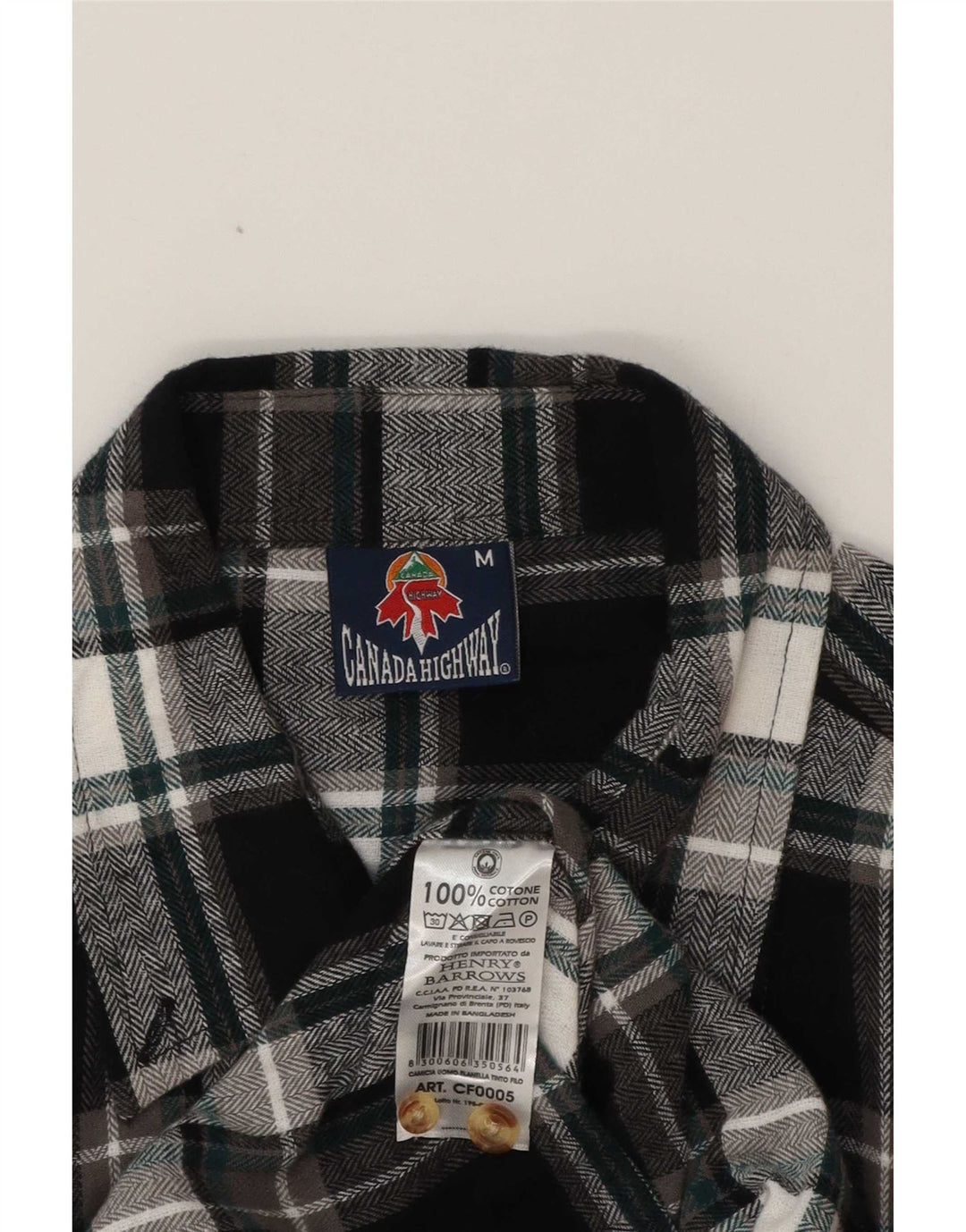 Vintage flannelskjorte til mænd, medium sort ternet bomuld
