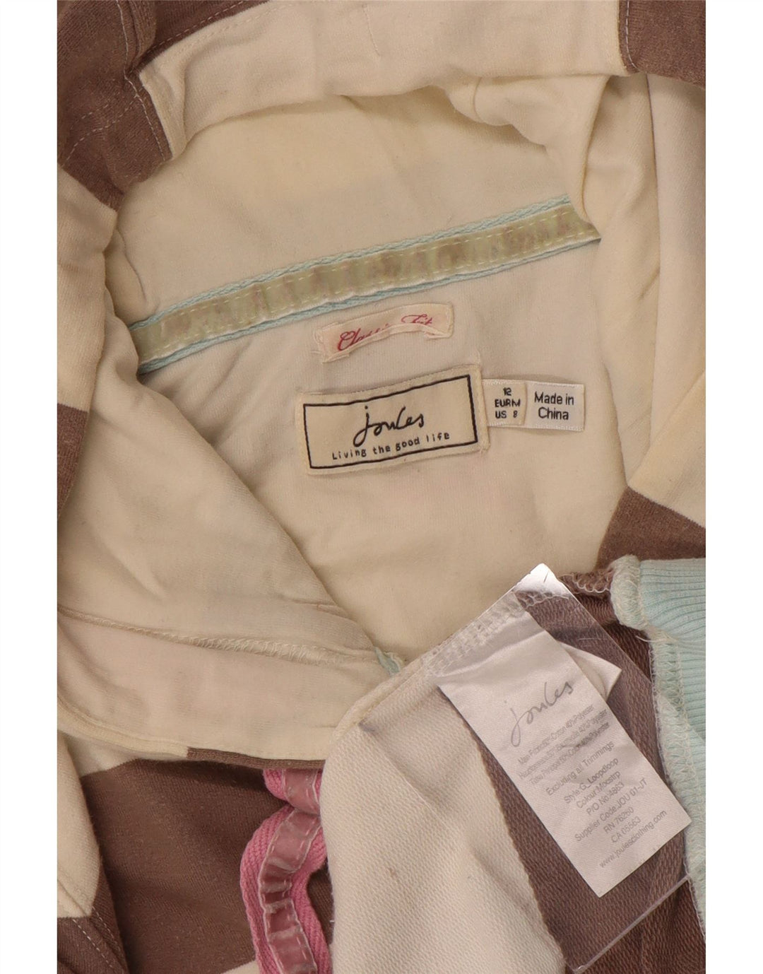 JOULES Dame Classic Fit Hættetrøje Jumper UK 12 Mellem brun stribet