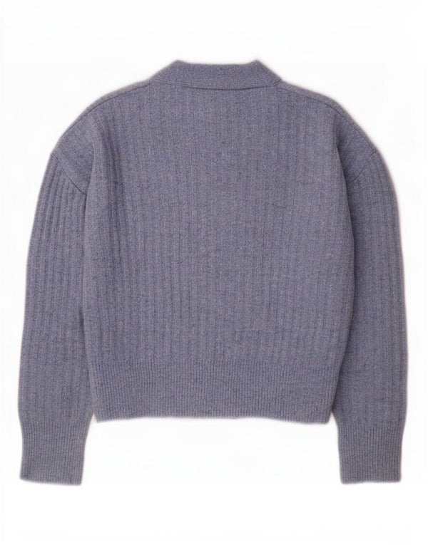 Zara Womens Crop Oversized Cardigan Sweater UK 10 Small Blue Acryl