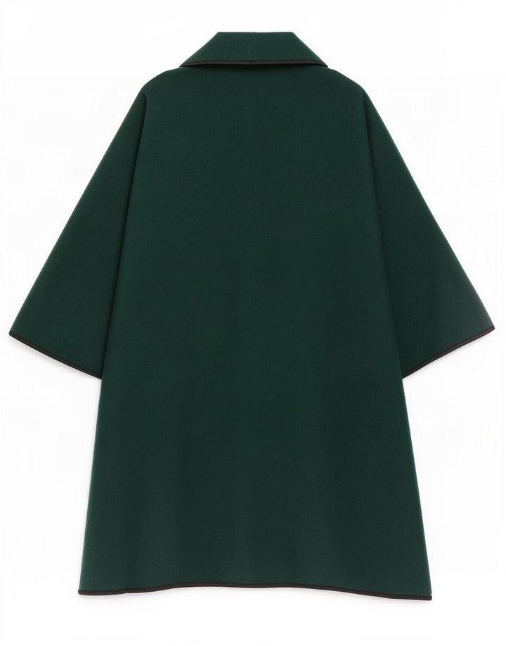 Vintage Dame Front Tie Capelet Coat UK 14 Medium Green