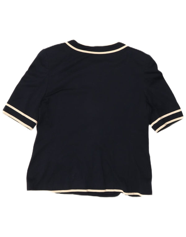 LUISA SPAGNOLI Womens Short Sleeve Blazer Jacket IT 44 Medium Navy Blue