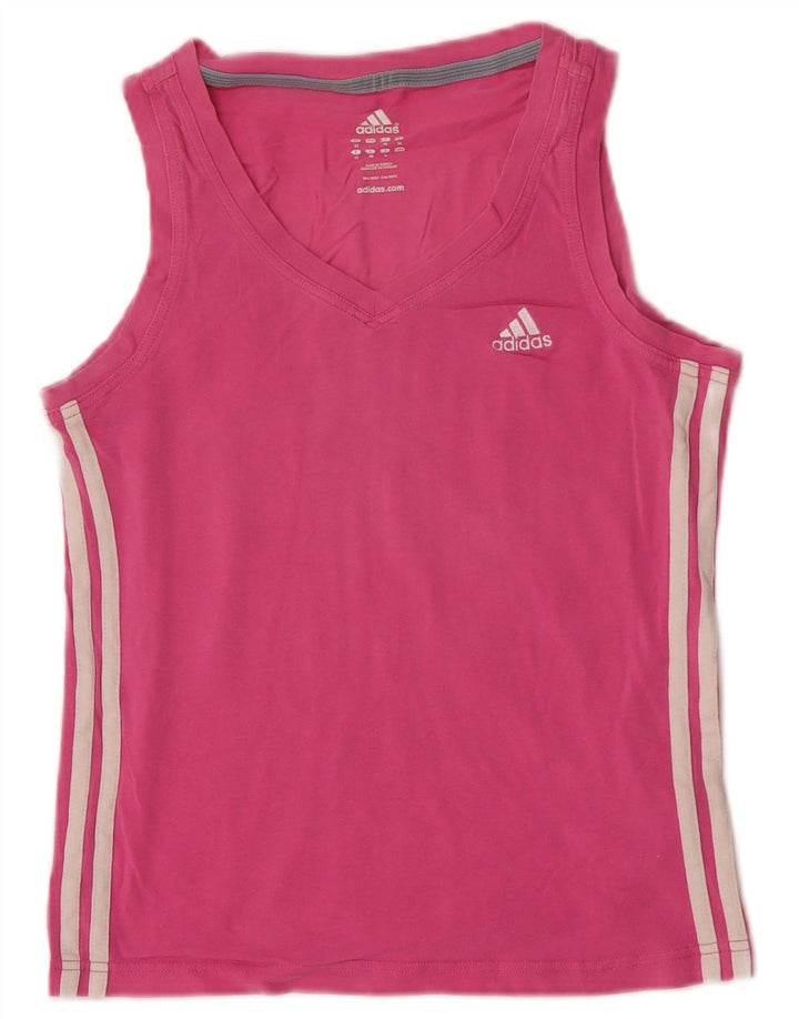 Adidas Womens Crop Vest Top UK 12 Medium Pink Bomuld