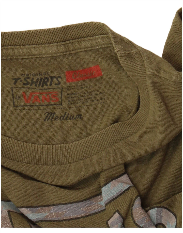 VANS Herre Klassisk grafisk T-shirt Top Medium Khaki Bomuld